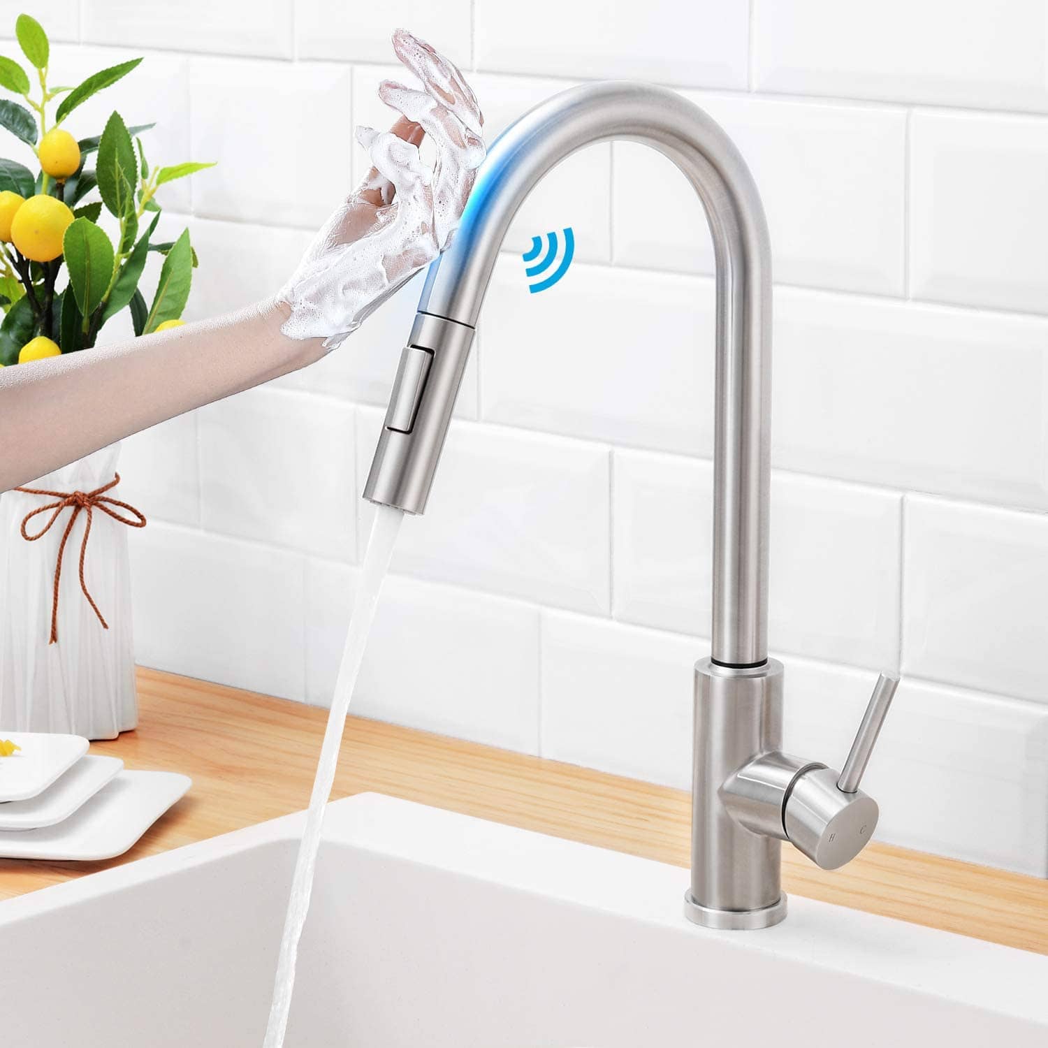 HGN Touch On Kitchen Faucets with Pull Down Sprayer
