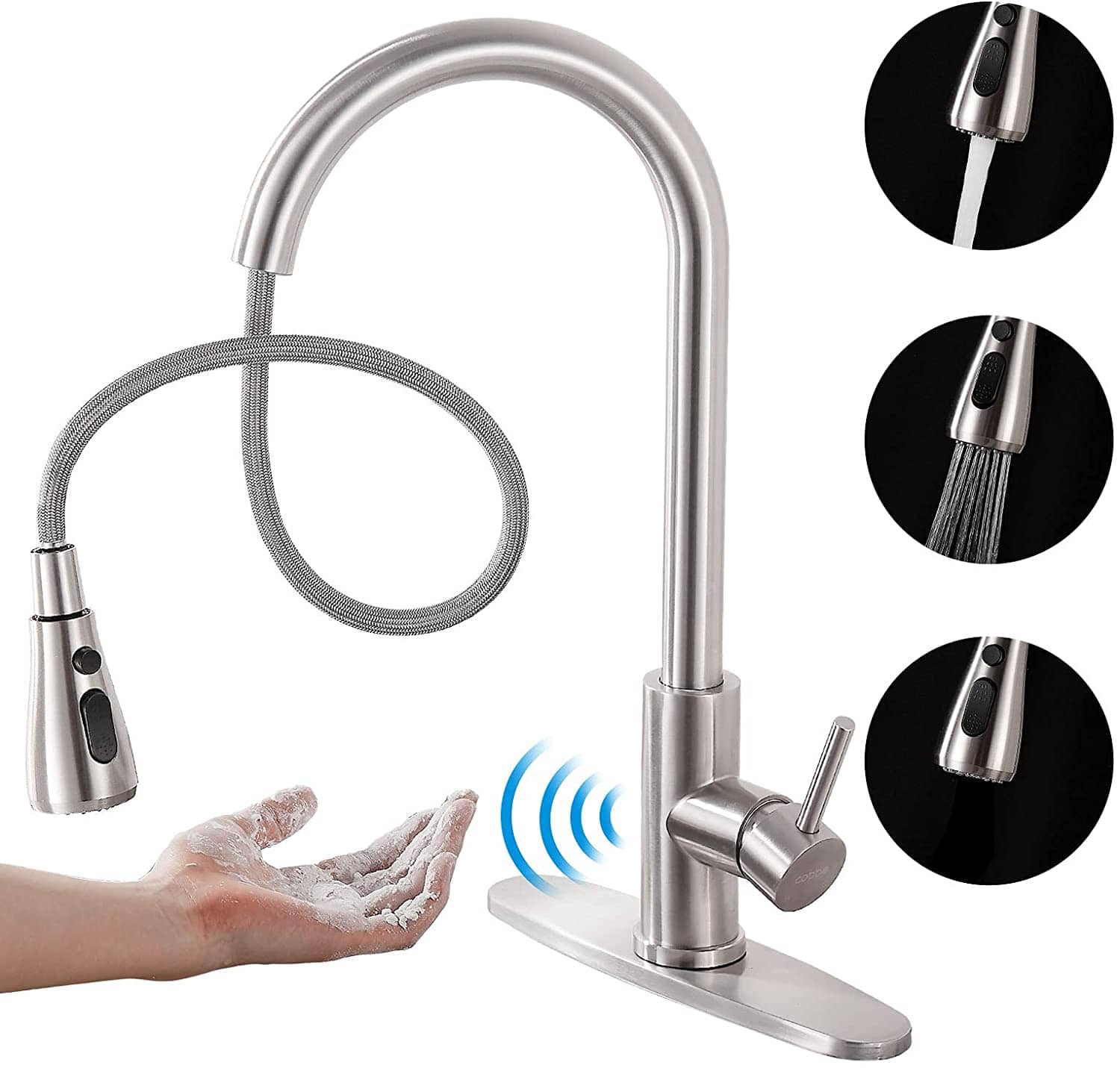 Cobbe Touchless Kitchen Faucet with Pull Down Sprayer High Arc