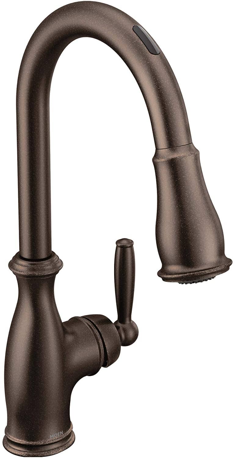 Moen Brantford Oil Rubbed Bronze Smart Faucet Touchless Pull Down Sprayer Kitchen Faucet with Voice Control and Power Boost