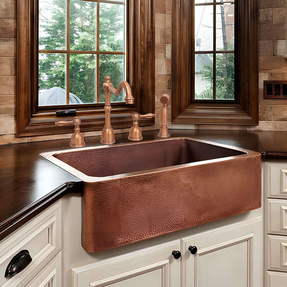 Widespread Copper Kitchen Faucet with Side Spray